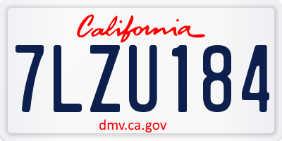 CA license plate 7LZU184