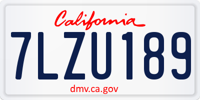 CA license plate 7LZU189