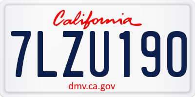 CA license plate 7LZU190