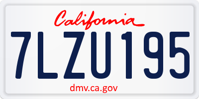 CA license plate 7LZU195