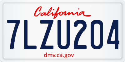 CA license plate 7LZU204