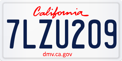 CA license plate 7LZU209