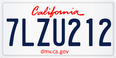 CA license plate 7LZU212