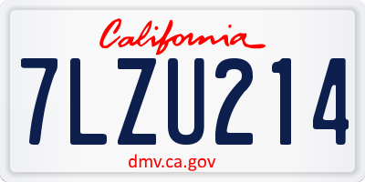 CA license plate 7LZU214