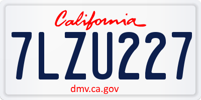 CA license plate 7LZU227