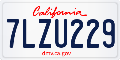 CA license plate 7LZU229