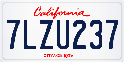 CA license plate 7LZU237