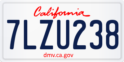 CA license plate 7LZU238