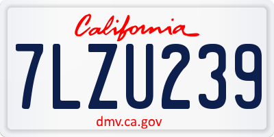 CA license plate 7LZU239