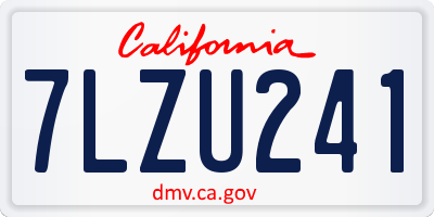 CA license plate 7LZU241