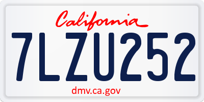 CA license plate 7LZU252