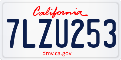 CA license plate 7LZU253