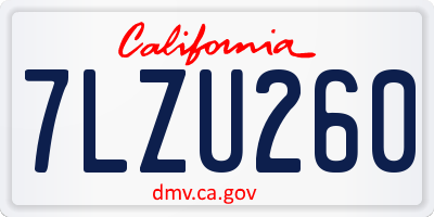 CA license plate 7LZU260