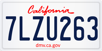 CA license plate 7LZU263