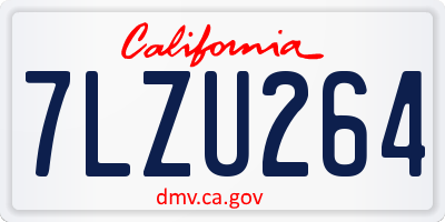CA license plate 7LZU264