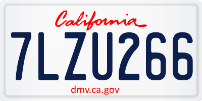 CA license plate 7LZU266