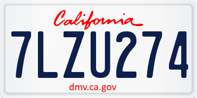 CA license plate 7LZU274