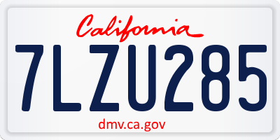 CA license plate 7LZU285