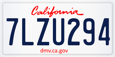 CA license plate 7LZU294