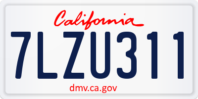 CA license plate 7LZU311