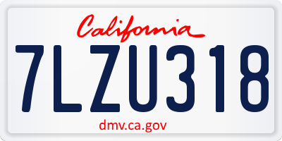 CA license plate 7LZU318