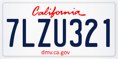 CA license plate 7LZU321