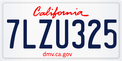 CA license plate 7LZU325