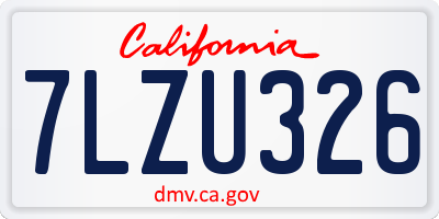 CA license plate 7LZU326