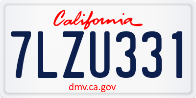 CA license plate 7LZU331