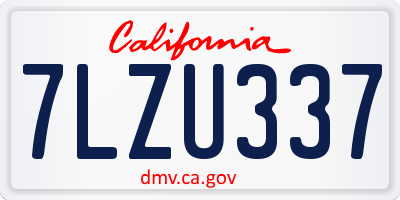 CA license plate 7LZU337