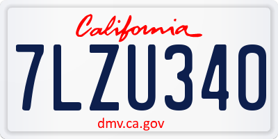 CA license plate 7LZU340