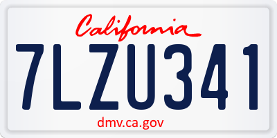 CA license plate 7LZU341