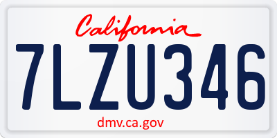 CA license plate 7LZU346