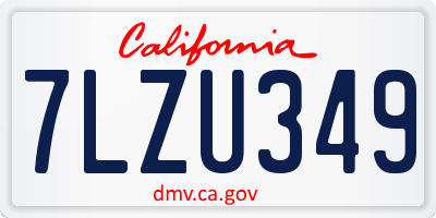 CA license plate 7LZU349