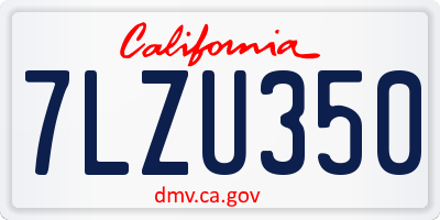 CA license plate 7LZU350