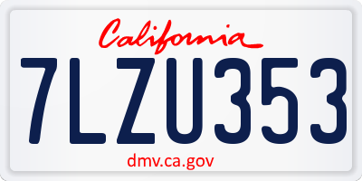 CA license plate 7LZU353