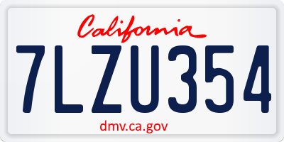 CA license plate 7LZU354