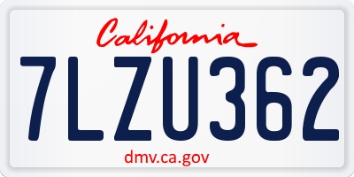CA license plate 7LZU362