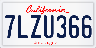 CA license plate 7LZU366