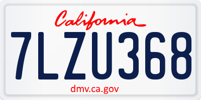 CA license plate 7LZU368