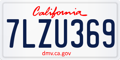 CA license plate 7LZU369