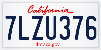 CA license plate 7LZU376