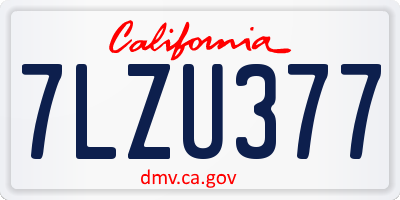 CA license plate 7LZU377