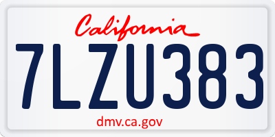 CA license plate 7LZU383