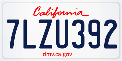 CA license plate 7LZU392
