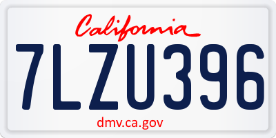 CA license plate 7LZU396