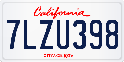 CA license plate 7LZU398