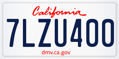 CA license plate 7LZU400