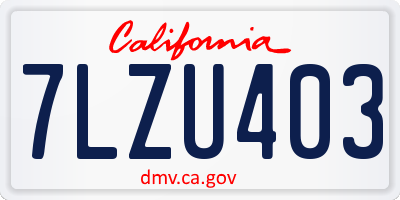 CA license plate 7LZU403