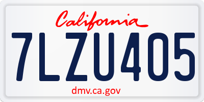 CA license plate 7LZU405